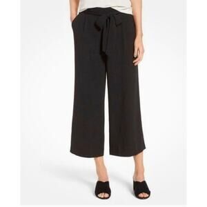 Halogen Black Wide Leg Cropped Flowy Tie Waist Belted Pants L Nwt New